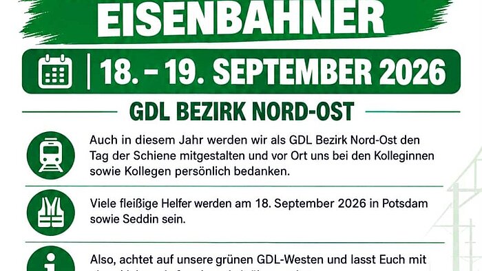 Am 18.09.2026 haben wir den Tag der Eisenbahner aktiv gestaltet 