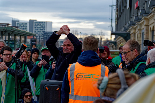 Claus Weselsky zu Gast bei der GDL-Demo am 26.01.2024 in Dresden