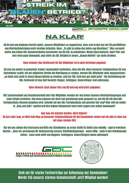 Streiken,blauer betrieb,evg,gdl,teg