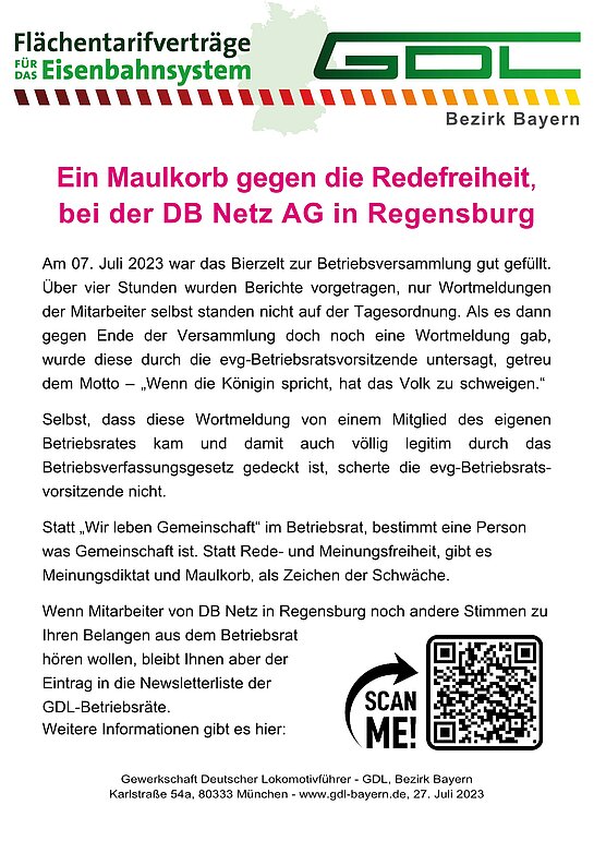 Maulkorb für Meinungsfreiheit