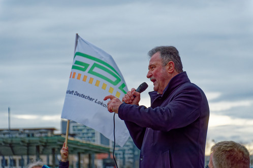 Claus Weselsky zu Gast bei der GDL-Demo am 26.01.2024 in Dresden
