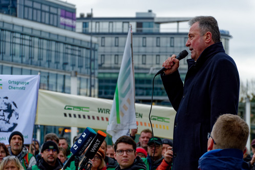 Claus Weselsky zu Gast bei der GDL-Demo am 26.01.2024 in Dresden