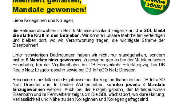 Die GDL bleibt die starke Kraft in den Betrieben.