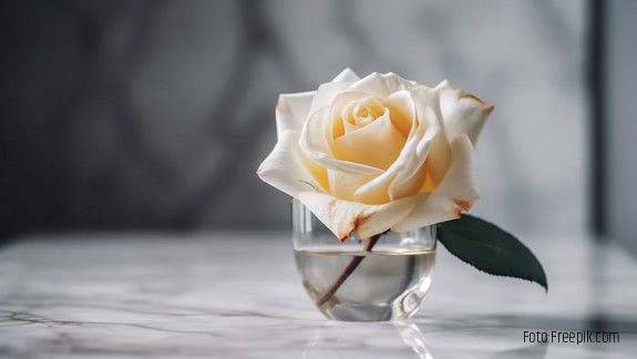 Trauer Rose im Glas