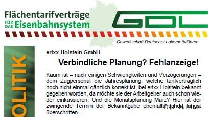 erixx Holstein - Verbindliche Planung Fehlanzeige