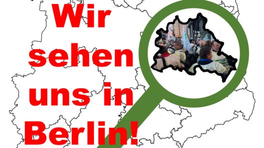 Deutschlandkarte mit Lupe auf Berlin